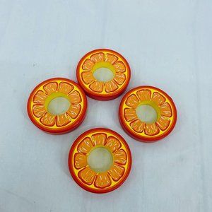 Vintage Orange Slice Napkin Ring Set Citrus Summertime